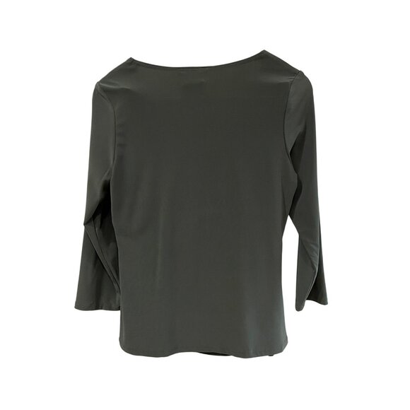 Frank Lyman Design Olive Green Twist Front 3/4 Sleeve Top Polyester/Elasthane Wo - Picture 8 of 8